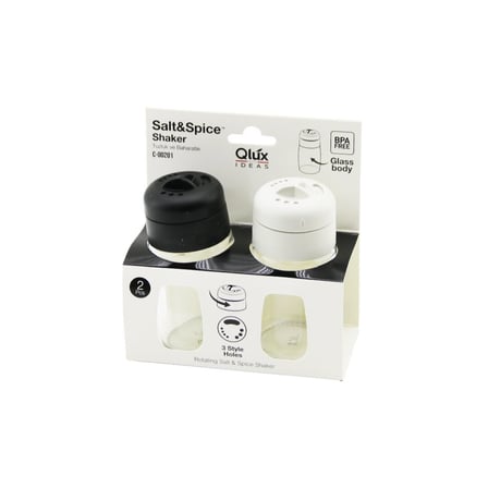Qlux C-00201 2'li Cam Tuzluk ve Baharatlık Seti - 3 Stil Dökümlü Plastik Kapak- 6'li Paket