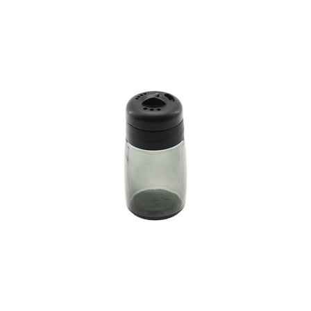 Qlux C-00366 Siyah İnci Şeffaf Cam Tuzluk ve Baharatlık 100 cc - 3 Stil Dökümlü Plastik Kapak- 30'li