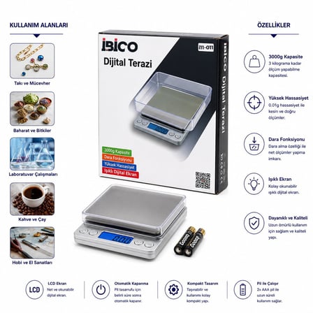 İbico İ11-011 Superior Mini I-2000 Hassas Tartı - 3000 g / 0.01 g Şeffaf Kapaklı