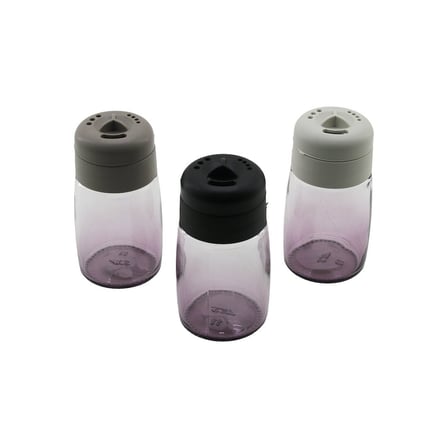 Qlux C-00271 Star Oval Renkli Cam Tuzluk ve Baharatlık 100 cc - 3 Stil Dökümlü Renkli Plastik Kapak-