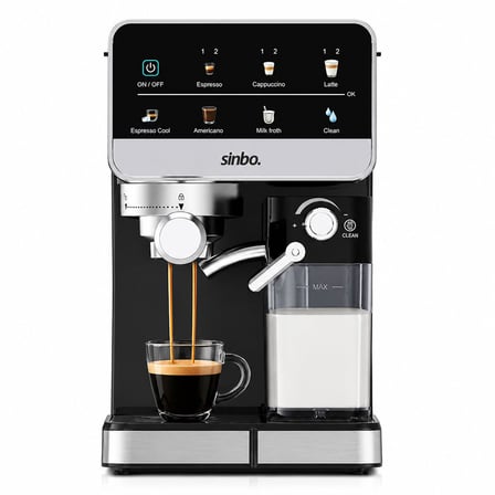 Sinbo SCM-2996 Pro Espresso Kahve Makinesi - Siyah 6 Farklı Kahve 1.5 lt Su ve 500 ml Süt Hazneli
