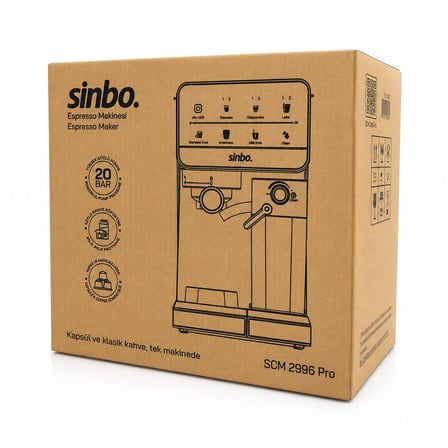 Sinbo SCM-2996 Pro Espresso Kahve Makinesi - Siyah 6 Farklı Kahve 1.5 lt Su ve 500 ml Süt Hazneli