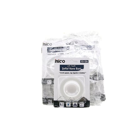 İbico İ13-124 Nano Bant Şeffaf Çift Taraflı 1.8 cm x 1 m - Maksimum 5.5 kg- 12'li Paket