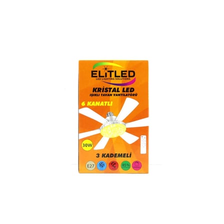Elitled 2in1 Tavan Vantilatörü ve Avize Lamba - Kumandalı 52 cm 6 Kanatlı 3 Kademe