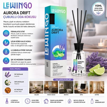 Lewingo Aurora Drift Bambu Ortam Kokusu - 110 ml Cam Şişe- 24'li Paket