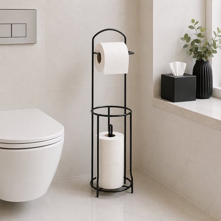 Entema AWC Ayaklı WC Kağıtlık - Siyah Metal Yedekli