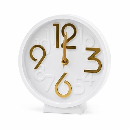 Galaxy MS-501 Yuvarlak Masa ve Duvar Saati - Kabartma Gold Rakamlı Sessiz Akar Pilli 17 cm- 20'li Pa