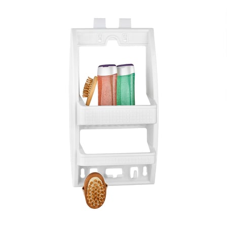 Qlux L-00287 Flexi Plastik Banyo Rafı - 2 Katlı Askılı Şampuanlık- 8'li Paket