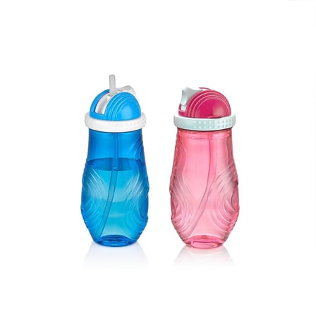 Qlux L-00502 Çiko Çocuk Pipetli Plastik Matara - Renkli- 24'li Paket