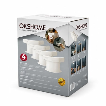 Okshome OKS-CRS-01 Çarşafmatik Çarşaf Sabitleyici - 4'lü Köşelik Kaymaz Tasarım- 24'li Paket
