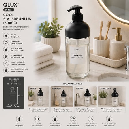 Qlux C-00572 Cool Cam Sıvı Sabunluk 660 cc- 12'li Paket