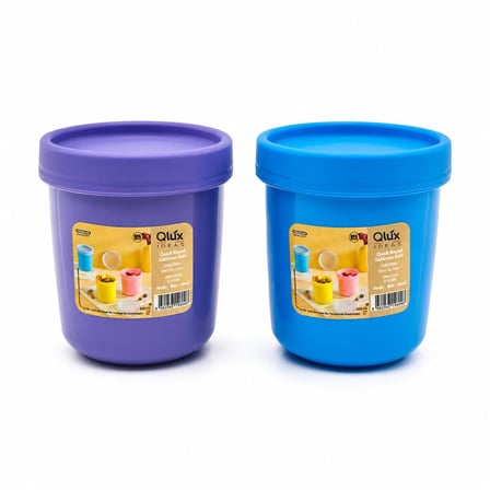 Qlux L-01015 No-2 Quick Yuvarlak Saklama Kabı ve Kase - Kapaklı Renkli 600 ml- 12'li Paket