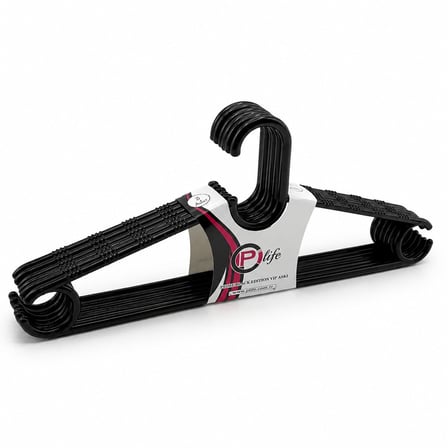 Pi Life Pİ-847 Kristal ve Siyah Plastik Elbise Askısı 6'lı Set- 24'li Paket