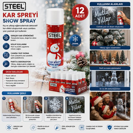 Steel Max Kar Spreyi 200 ml- 12'li Paket