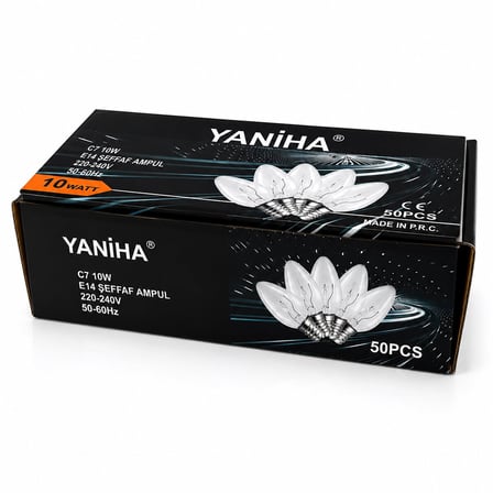 Yeni C7 Şeffaf Ampul- 50'li Paket