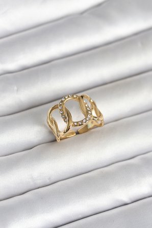 316L Çelik Gold Renk Samanyolu Model Kadın Yüzük TJ-BYK4160