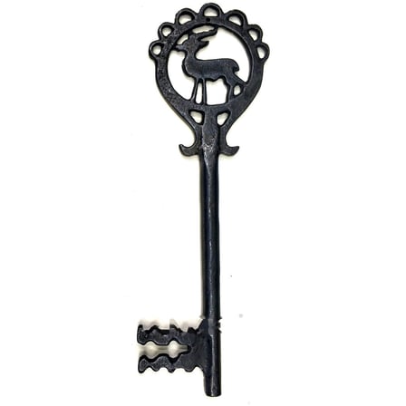 Geyik Figürlü Dekoratif Anahtar 250x80 mm - Büyük Boy Vintage Rustik Mobilya Sandık Aksesuar Süs