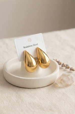 316L Çelik Gold Renk Damla Model Küpe TJ-BKP12025