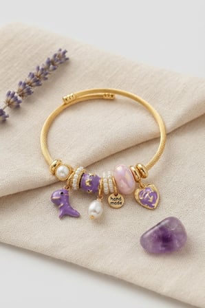 Trex ve Kalp Mor Charmlı Bileklik TJ-BB8728