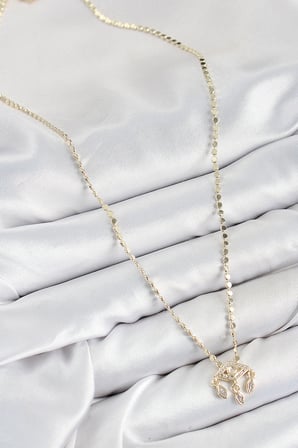 Pirinç Zirkon Taşlı Sallantılı Göz Model Ezme Zincir Gold Renk Kadın Kolye TJ-BKO10389