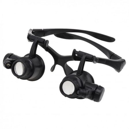 Gözlük Modeli 10X 15X 20X 25X Lens 2 Led Işıklı Büyüteç 9892G