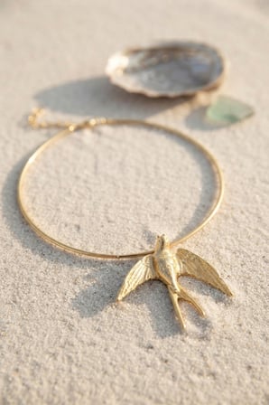 Kırlangıç Model Gold Renk Choker Kadın Kolye TJ-BKO11151