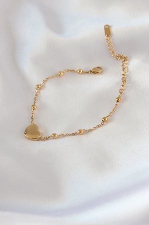 316L Çelik Gold Renk Kalp Model Minimal Top Detay Kadın Bileklik - TJ-BB5434