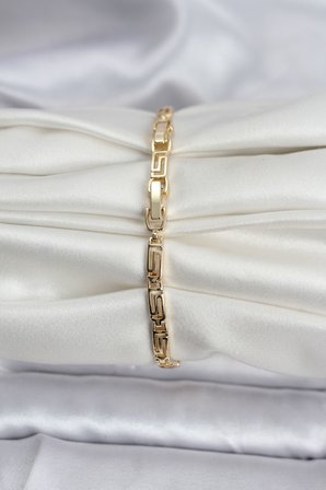 14K Gold Renk Kaplama Zirkon Taşlı Baget Model CM Kadın Bileklik TJ-BB8126