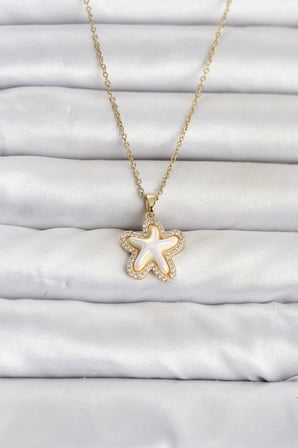 316L Çelik Zincir Gold Renk Deniz Yıldızı Model Kadın Kolye TJ-BKO11084