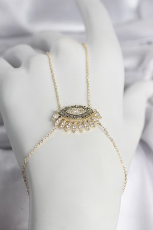 Pirinç Gold Renk Zirkon Taşlı Göz Model Kadın Şahmeran - TJ-SN747