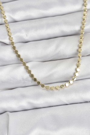 316L Çelik Zincir Gold Renk Ezme Zincir Model 45 cm Kadın Kolye - TJ-BKO10777