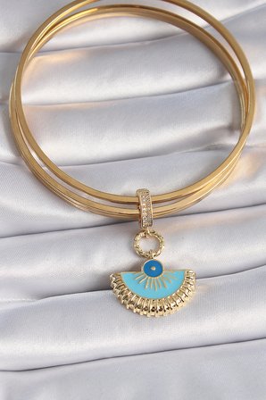 Pirinç Gold Renk Nazar Boncuklu Ajda Charm TJ-BC1010