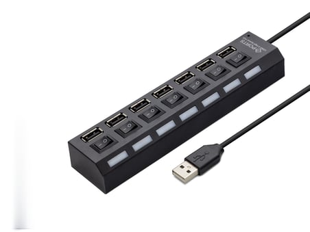 Usb Anahtarlı Hub 7 Port 480 Mbps Siyah HDX7001
