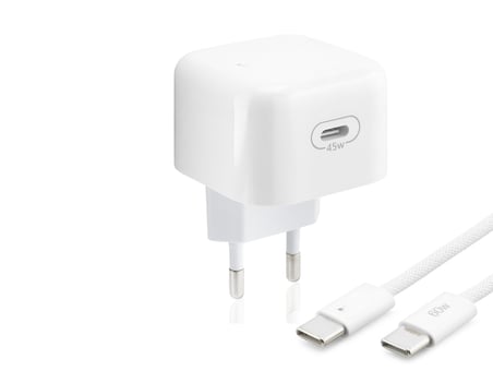 Type-c Hızlı Şarj Seti 45W Type-c Adaptörlü 1 M Örgülü Kablolu Beyaz ND1014