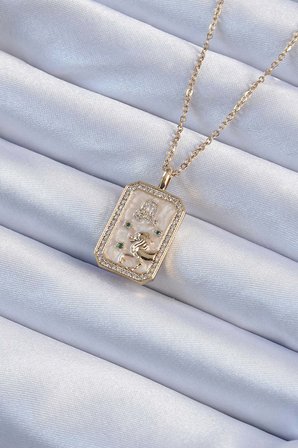 316L Çelik Zincir Renk Zirkon Taşlı Aslan Figürlü Tarot Kolye TJ-BKO9225