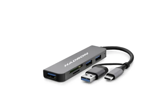 Usb 3.0 & Type-C Combo Hub Kart Okuyucu 5 Port - Gri HDX7826