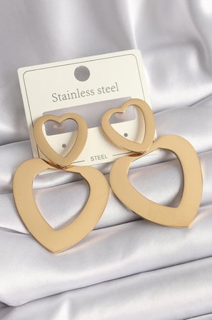 316L Çelik Gold Renk Kalp Model Kadın Küpe TJ-BKP9714