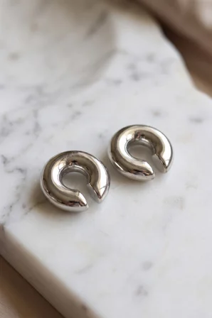 316L Çelik Gümüş Renk Çiftli Earcuff Küpe TJ-BKP12063