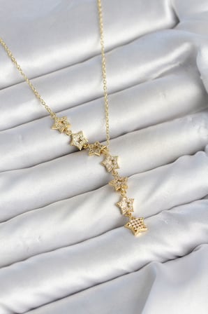 316L Çelik Yıldız Model Gold Renk Zirkon Taşlı Kadın Kolye TJ-BKO11131