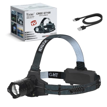 GT100 LED Şarjlı Kafa Lambası Güçlü Aydınlatma Yüksek Performanslı Profesyonel Model WT-628