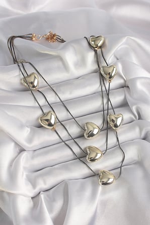 Pirinç Füme Renk Zincir 3D Gold Renk Kalp Model Kadın Kolye TJ-BKO9618