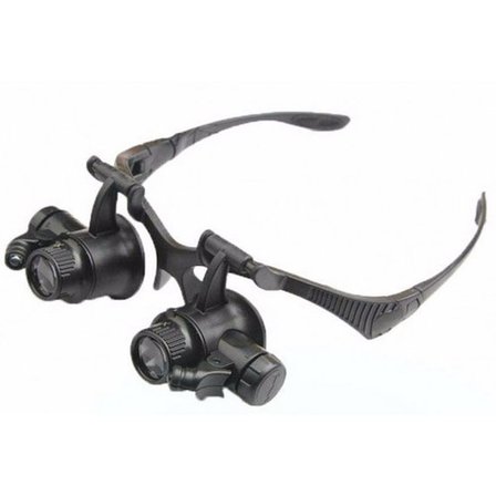 Gözlük Modeli 10X 15X 20X 25X Lens 2 Led Işıklı Büyüteç 9892G