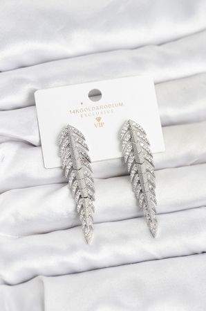 Pirinç Gümüş Renk Balık Sırtı Model Zirkon Taşlı Kadın Küpe - TJ-BKP11517