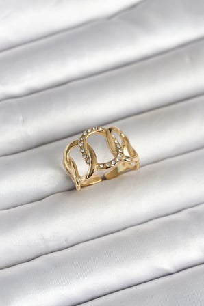 316L Çelik Gold Renk Samanyolu Model Kadın Yüzük - TJ-BYK4160