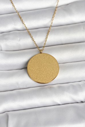 316L Çelik Gold Renk Ayetel Kürsi ve Allah Yazılı Kolye TJ-BKO11055