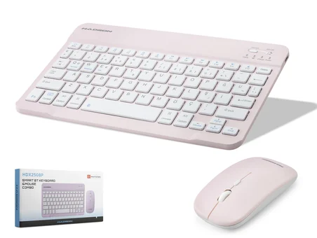 Kablosuz Bluetooth Smart Klye Mouse Seti Şarjlı 1600 Dpi Pembe HDX2508P