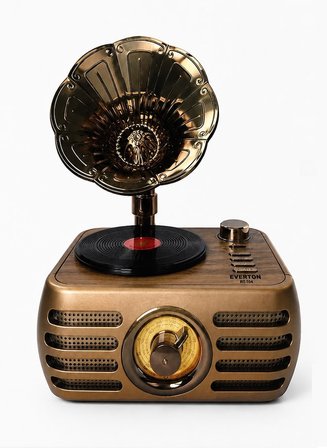 Nostaljik Şarjlı Bluetooth Fm Radyo & Işıklı Gramofon Hoparlör RT-704