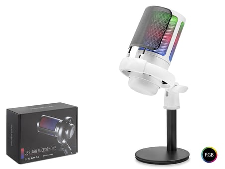 Profesyonel Mikser Kontrollü Rgb Mikrofon 24 Bit Çinko Alaşım Gövde Type-C - Beyaz ME6SW