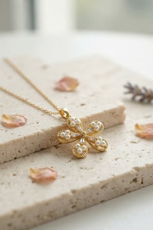 316L Çelik Zincir Gold Renk Çiçek Model Kadın Kolye TJ-BKO11242