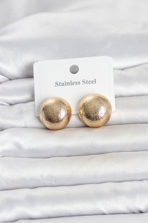 316L Çelik Gold Renk Top Model Kadın Küpe TJ-BKP11836